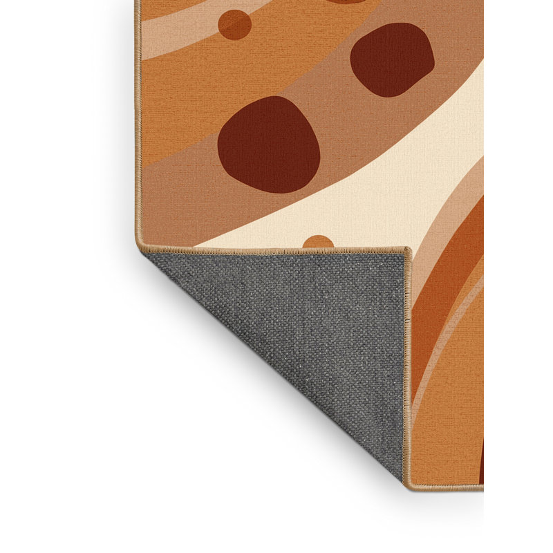 Tapis moelleux doux et moelleux à motif abstrait moderne audacieux et éclectique brun - reliure brun clair, 7 x 9