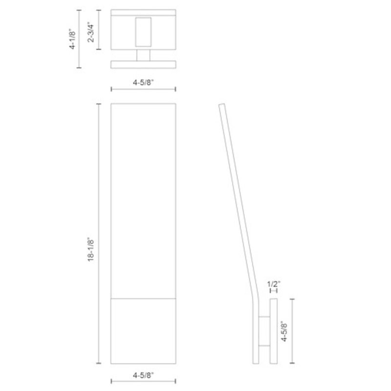 Nevis LED Wall Light, Gray, 18" H x 4.5" W x 3.25" D