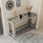 Sophisticated Double-Layer Tempered Glass Console Table with Stainless Steel Frame for Versatile Use-128695679