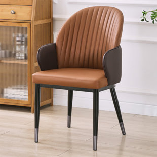 Orange Coffee Black Solid back Arm Chair(Set of 2) (Set of 2)
