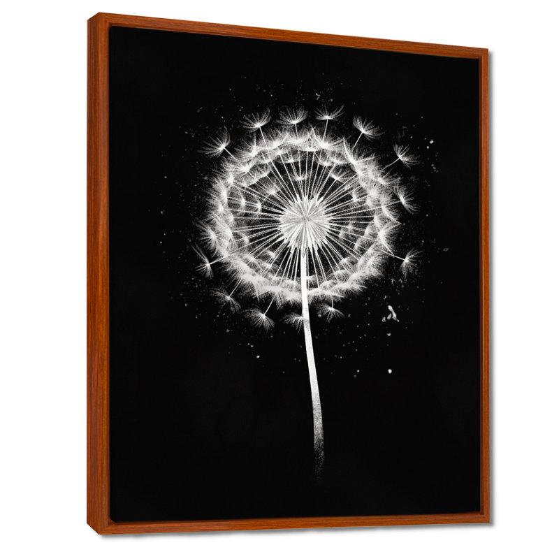 Minimal pissenlit Pappus monochrome - impression d'art mural pissenlit, Toile avec cadre flottant brun