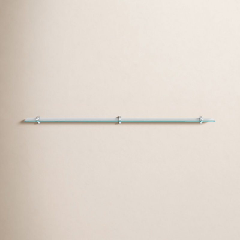 Earlham Tempered Glass Wall Mounted Bracket Shelf, Chrome