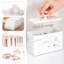 Distributeur de coton-tige avec couvercle, organisateur de boules de coton à 2 compartiments, contenant de salle de bain pour coton rond, soie, encre blanche