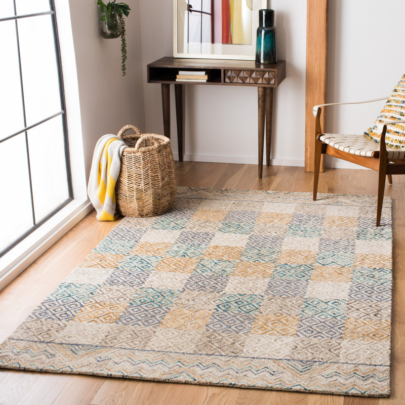 Deyoung Hand Tufted Wool Geometric Rug, Rectangle 8' x 10'