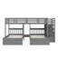 Lit superposé double au-dessus de simple et double en bois, avec rangement intégré et rails de protection-1594378462