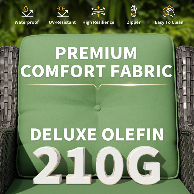 Netta 4-Piece Rattan Outdoor Seating Group with Cushions, Green
