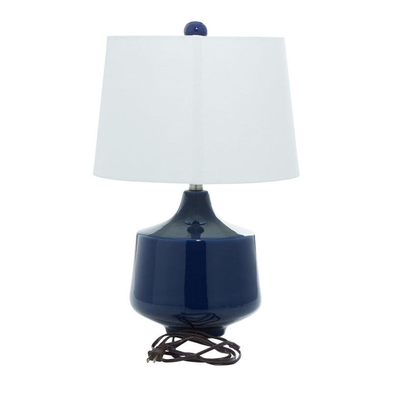 Lampe de table en céramique avec abat-jour tambour Ashely, Bleu