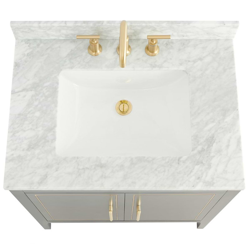Province 30" Freestanding Standard Single Bathroom Vanity with Top, Navy, Gold