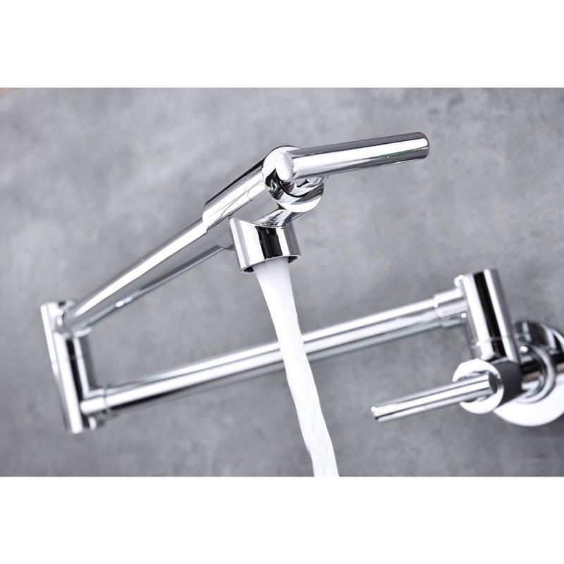 Robinet de remplissage de pot de cuisine, fixation murale avec bras pliant, rotatif à 360 °, laiton, poignées doubles pour optimiser l'utilisation de l'eau, revêtement anticorrosion, surface, pour tracas - fonctionnement, finition