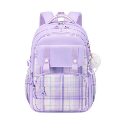 Student Backpack with Plush Doll Pendant Multi Compartments Large Capacity Sweet Color Waterproof Pupil School Bag Travel Outdoor Activities Storage Bag