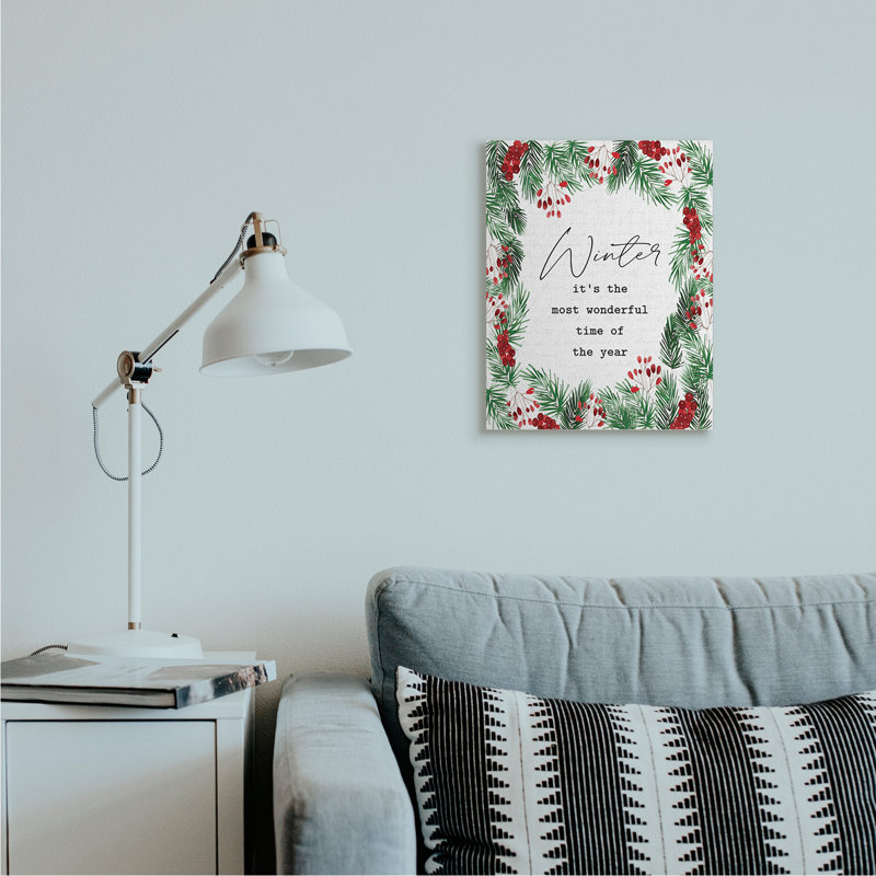 Couronne de Noël par lettres et doublées-impression d’art graphique most wonderful time, H 20 po x l 16 po x P 1,5 po
