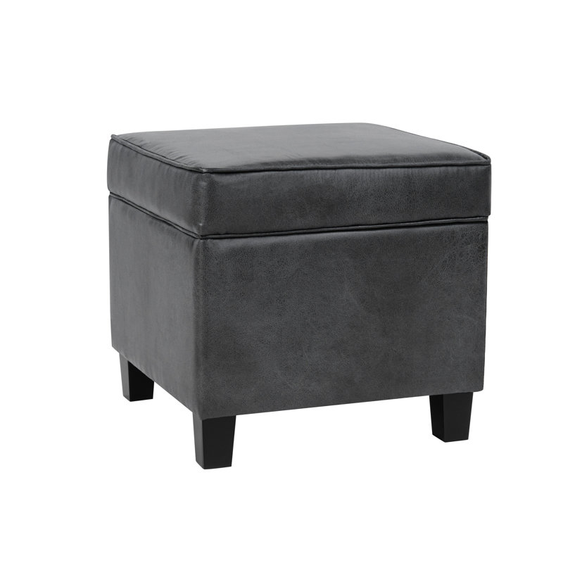 Andrimont Faux Leather Ottoman, Gray