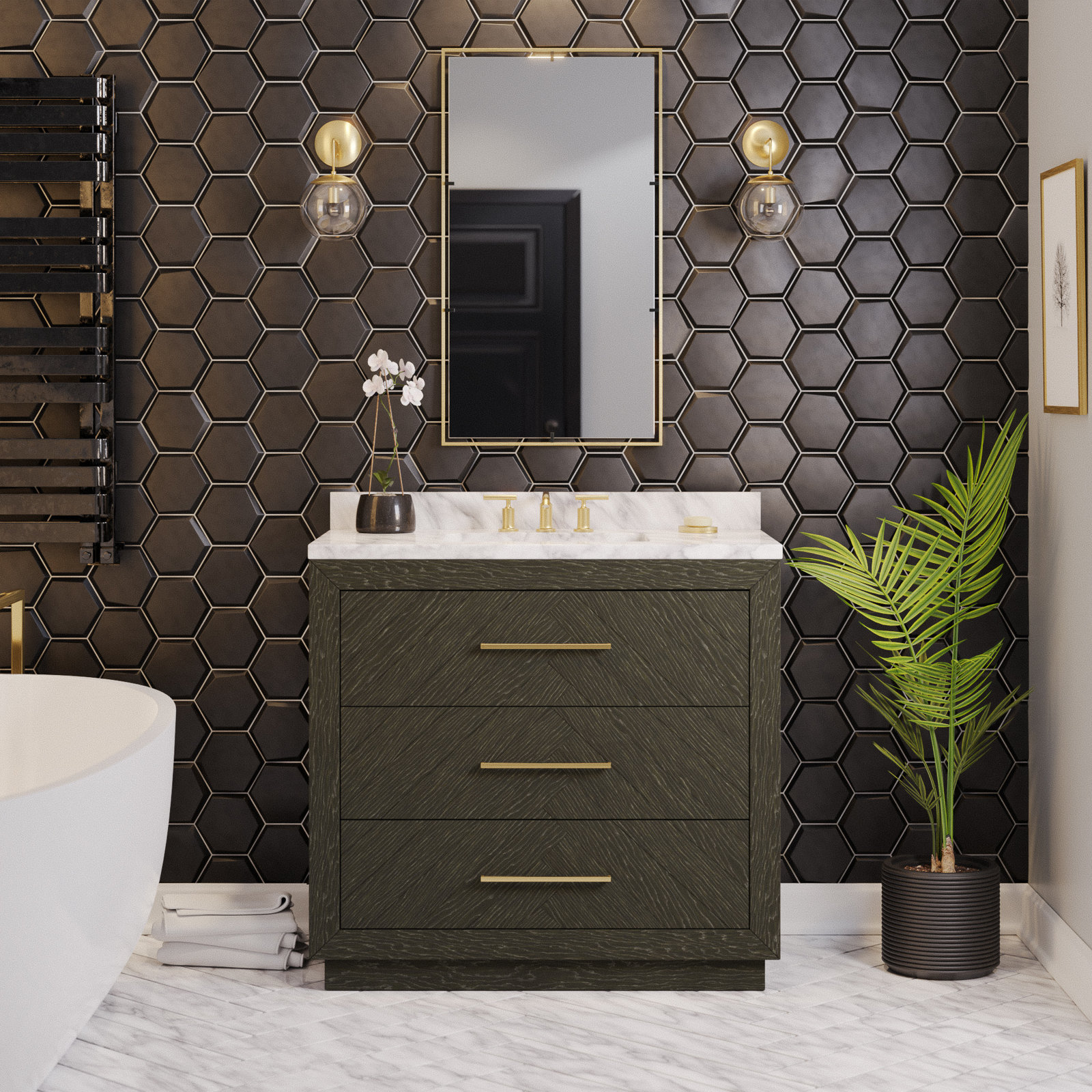 Rumalda 36'' Single Bathroom Vanity, Dark Oak