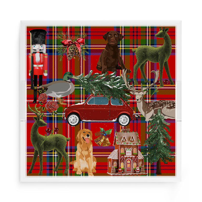 Acrylic Decorative Tray, Plaid , 12"W x 12"D x 2"H