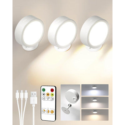 3 Packs Led Wall Mounted Light Wireless With Remote