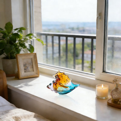 Sculpture en verre soufflé à la main, statue de coquillage créative décorative en verre - convient à la décoration de chambre côtière, petits ornements, décoration intérieure, décoration au-dessus des armoires de cuisine