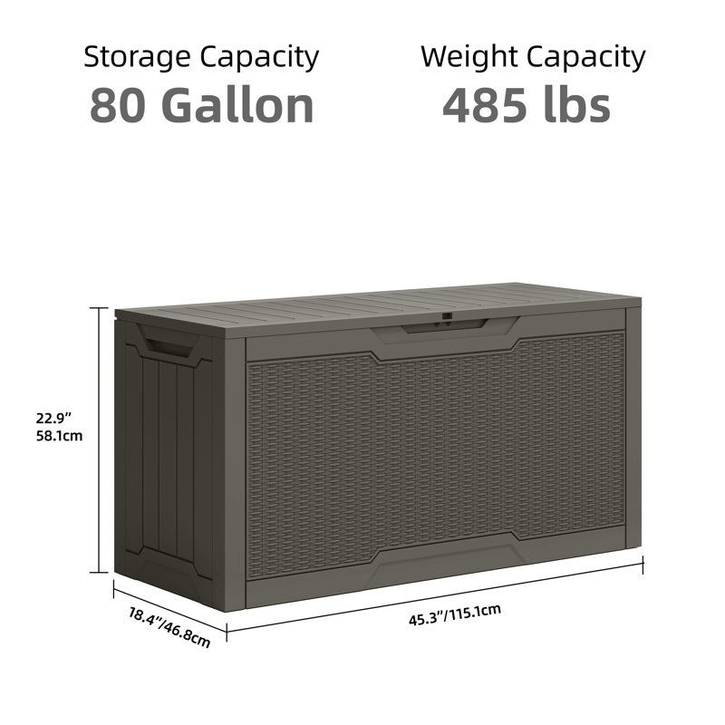 Boîte de rangement pour terrasse 80 gallons, Brun