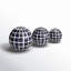 Halcott Set of 3 Ceramic Orbs - 4", 5", 6" Set of Blue and White Checkered Decorative Round Table Orbs for Home or Office Decor, Stylish Gift Idea