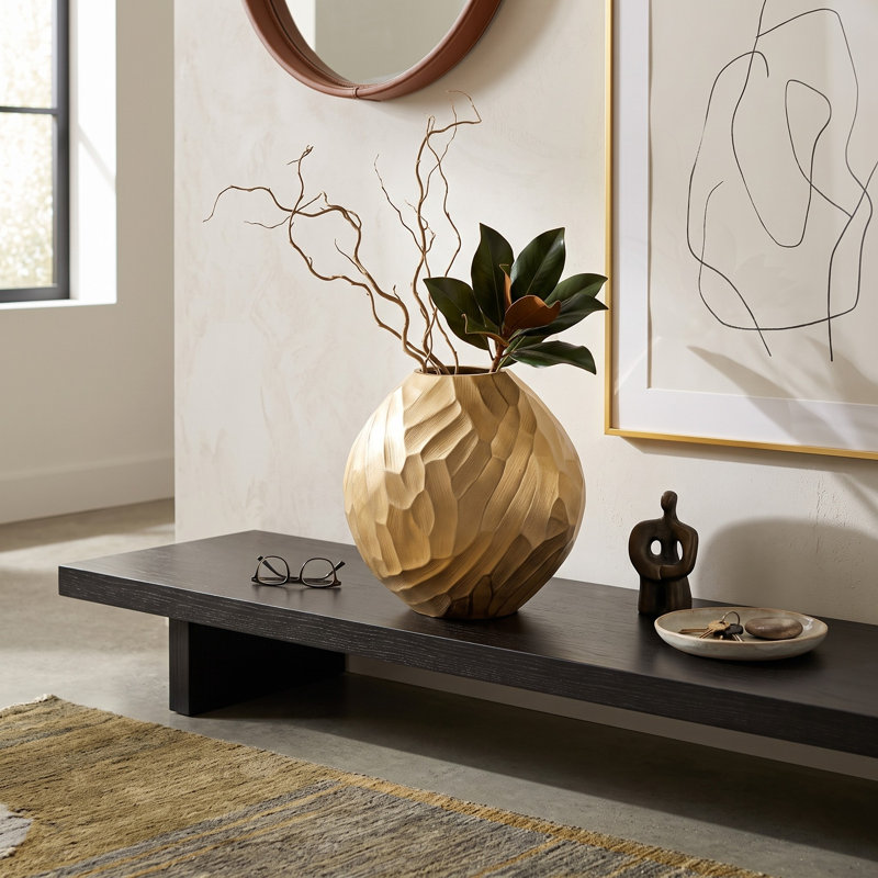 Vase Phillippi, H 13,5 po x l 13,5 po x P 4 po, Champagne
