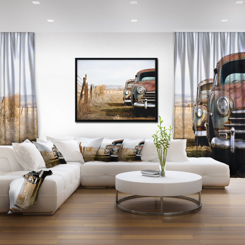 « rétro cars », reproduction d’impression sur toile tendue encadrée, H 30 po x l 40 po x P 1,5 po