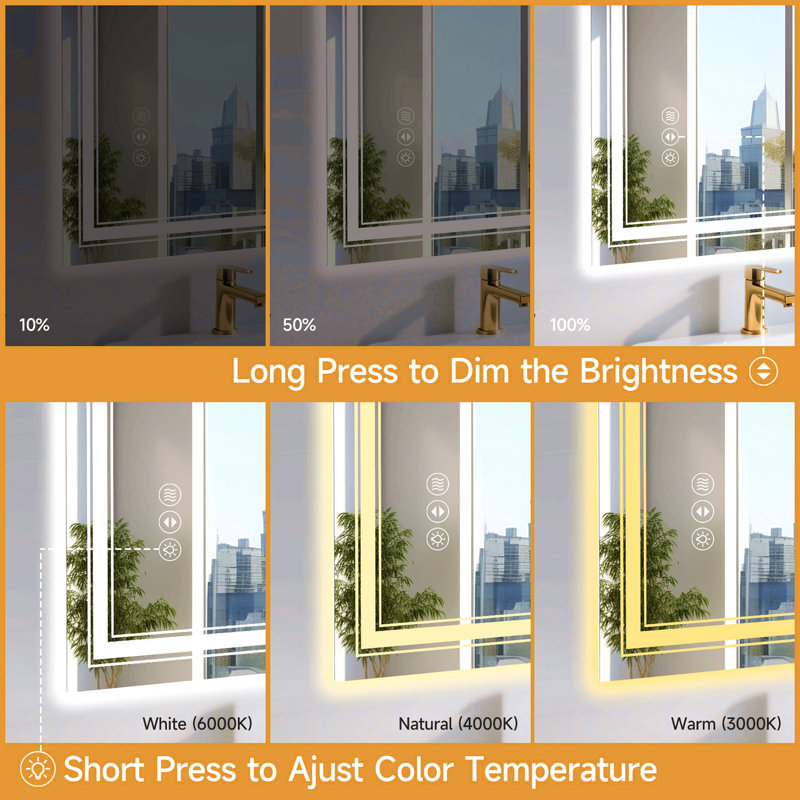 36X36 Inch Frameless LED Bathroom Mirror,Smart Mirror
