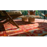 Graphic Tribal Geometric Antique Red Turkish Kilim Flatweave Rug