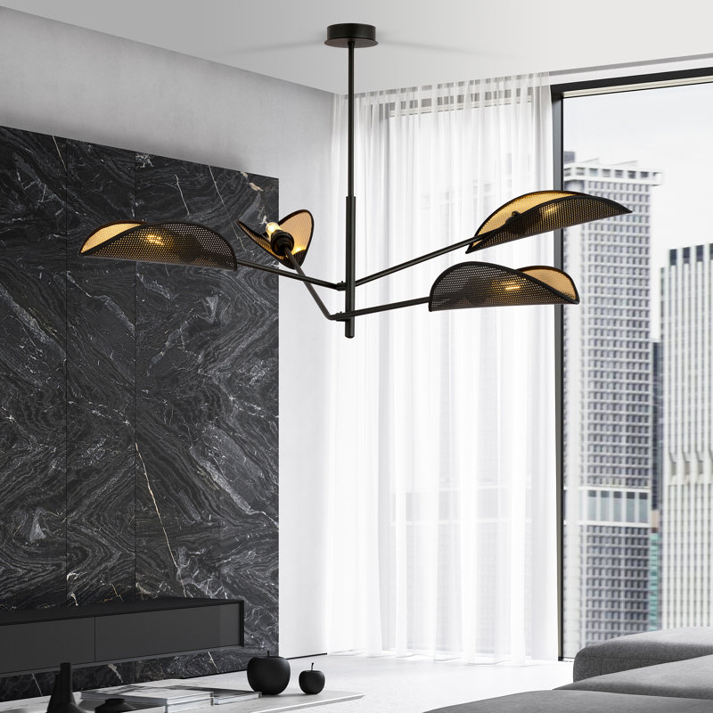 4 - Light Chandelier, Black/Gold