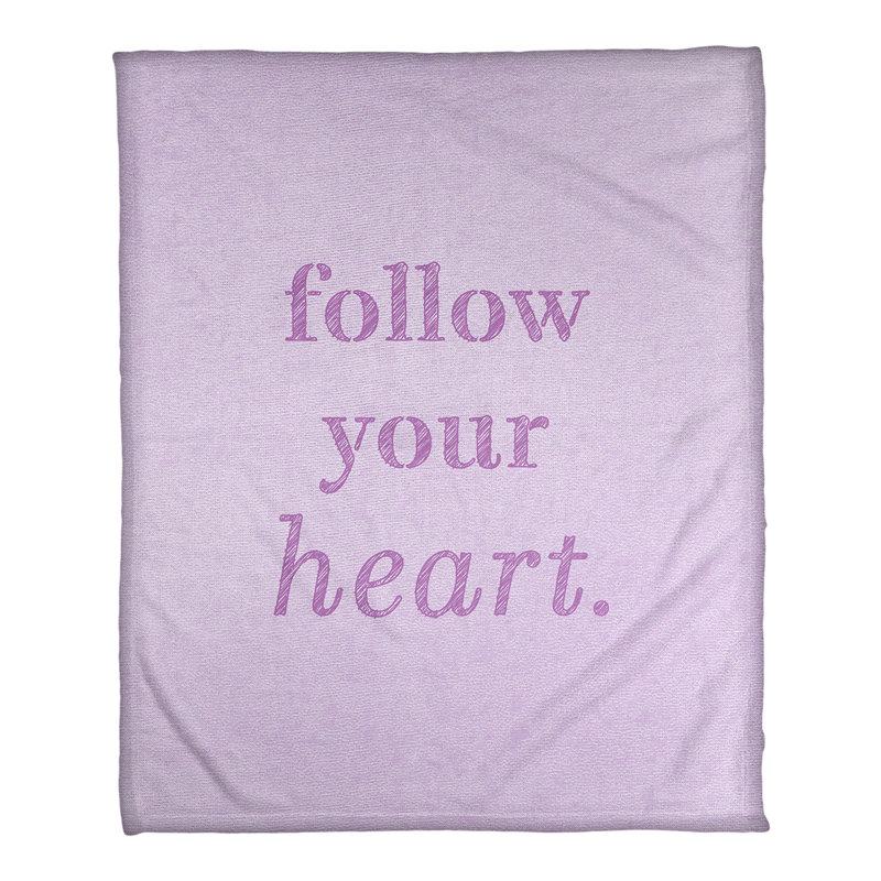 Couverture manuscrite suivre votre polaire de citation cardiaque, l 50 po x L 60 po, Violet, Moyen