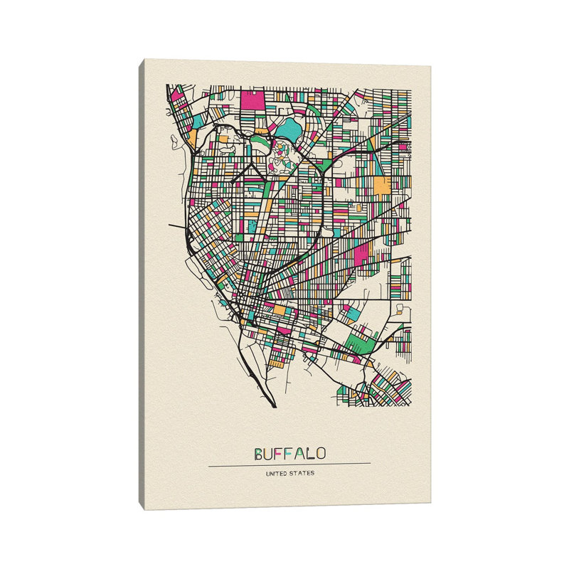 Buffalo, New York Map by Ayse Deniz Akerman - Wrapped Canvas Gallery-Wrapped Canvas Giclée, 30.48 cm H x 45.72 cm W
