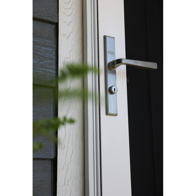 Brushed Nickel Straight Lever Handleset for Storm Doors