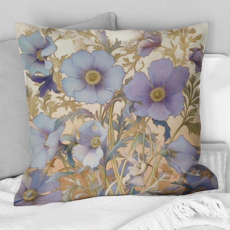 Coussin décoratif rétro à motif de fleurs blanches - Collage de fleurs sauvages