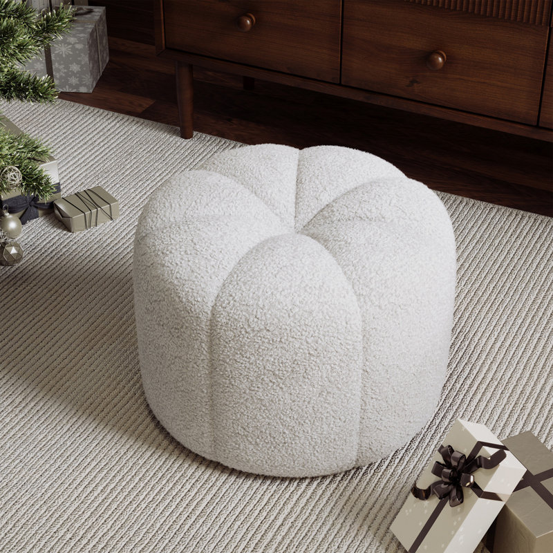 Marijan 50cm Wide Tufted Round Solid Colour Footstool Ottoman