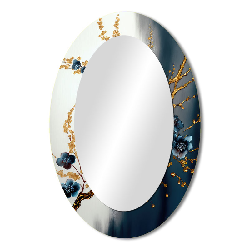 Miroir mural ovale Blue Cherry Blossom, 36 po x 24 po