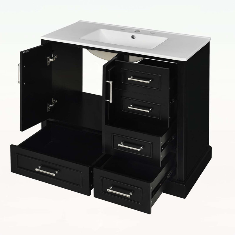 Meuble-lavabo de salle de bain avec rangement excellent et design élégant, Noir