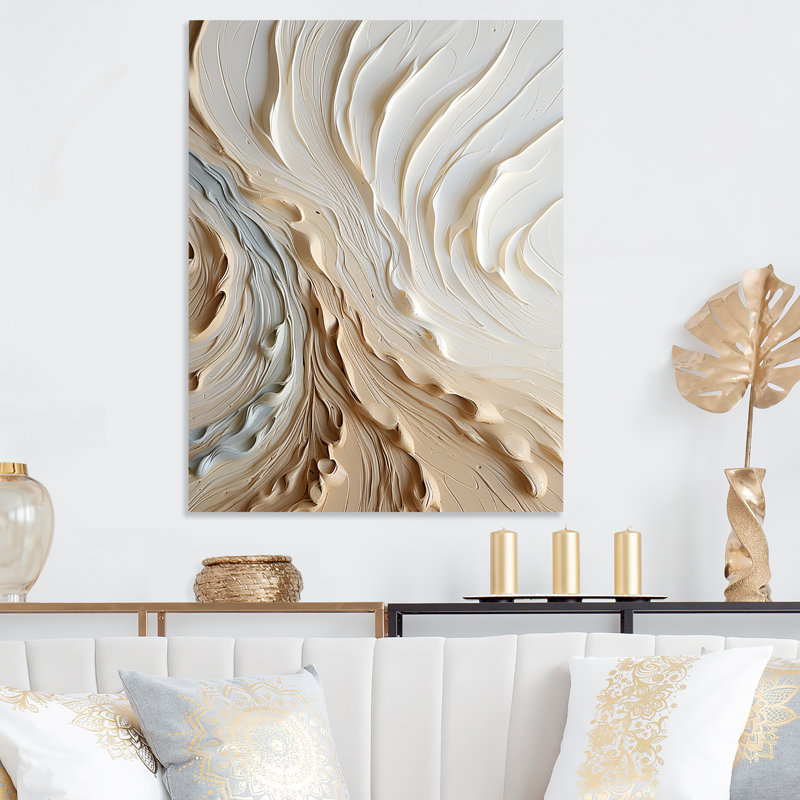 Blanc et or Champagne Flow III - Champagne, art mural en métal, H 40 po x l 30 po x P 1,5 po