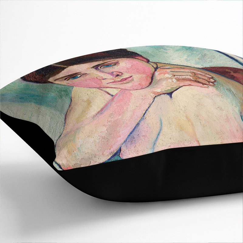 Portrait Of Juliette Square Throw Cushion, Black, 40cm H x 40cm W x 15cm D