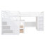 Lit superposé au dessus d'un lit double en L, blanc - 3 tiroirs, bureau et garde-robe pour chambre à coucher-1003021482
