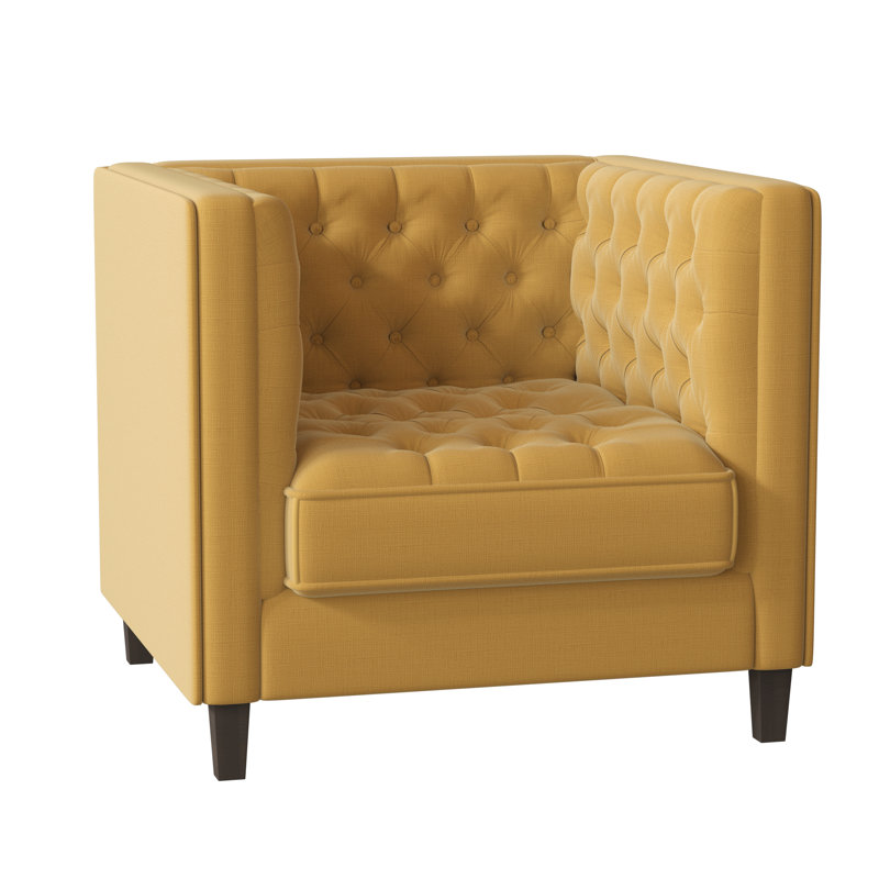 Jess Upholstered Armchair, Highlander Goldenrod, Silver
