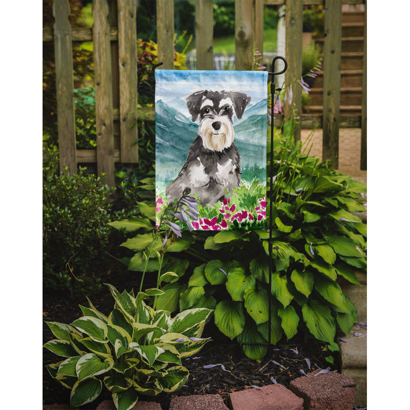 Yorkshire terrier yorkie à 2 côtés en polyester 15 x 11,5 po mountain fleurs drapeau de jardin, Schnauzer (vert/blanc cassé)