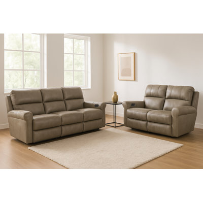  2 Piece Genuine Leather Reclining Living Room Set