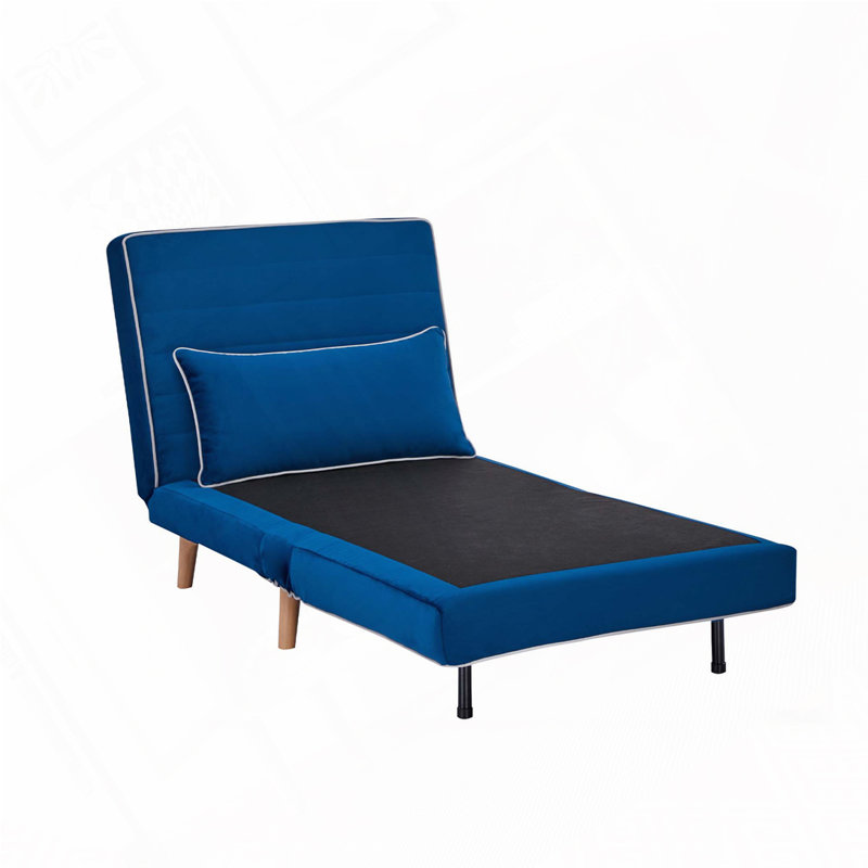 Chaise convertible en velours pliable, Bleu