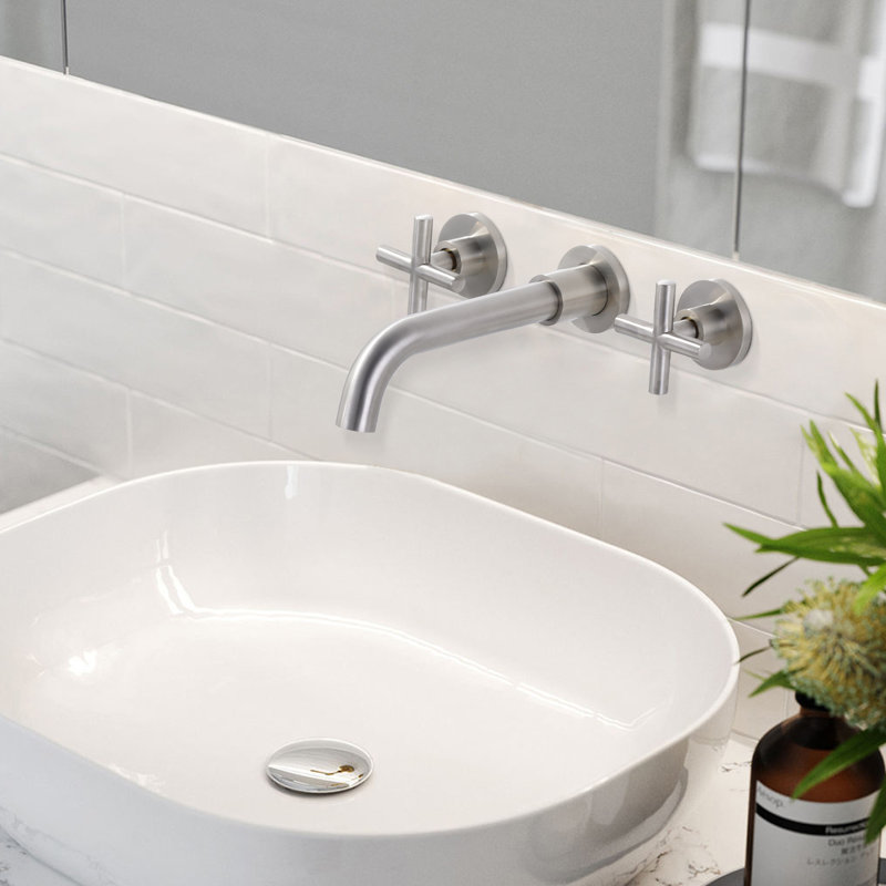Wall Mounted Optional 2-handle Bathroom Faucet, Brushed Nickel