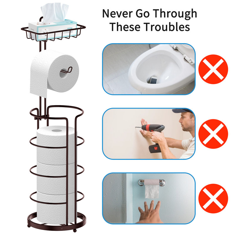 Porte-papier hygiénique sur pied avec rangement supérieur