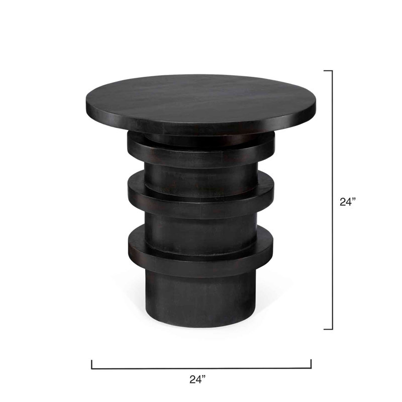 Revolve Solid Wood End Table, Charcoal