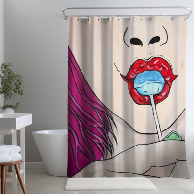 Lollipop American Blue – Elegant Home – Polyester Shower Curtain, Dye Sublimation Print, 71" W × 74" L