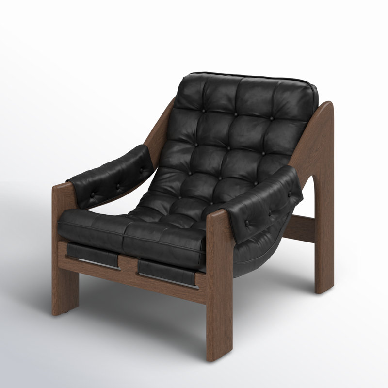 Kensington Armchair, Heirloom Black Genuine Leather, Terra Brown Ash