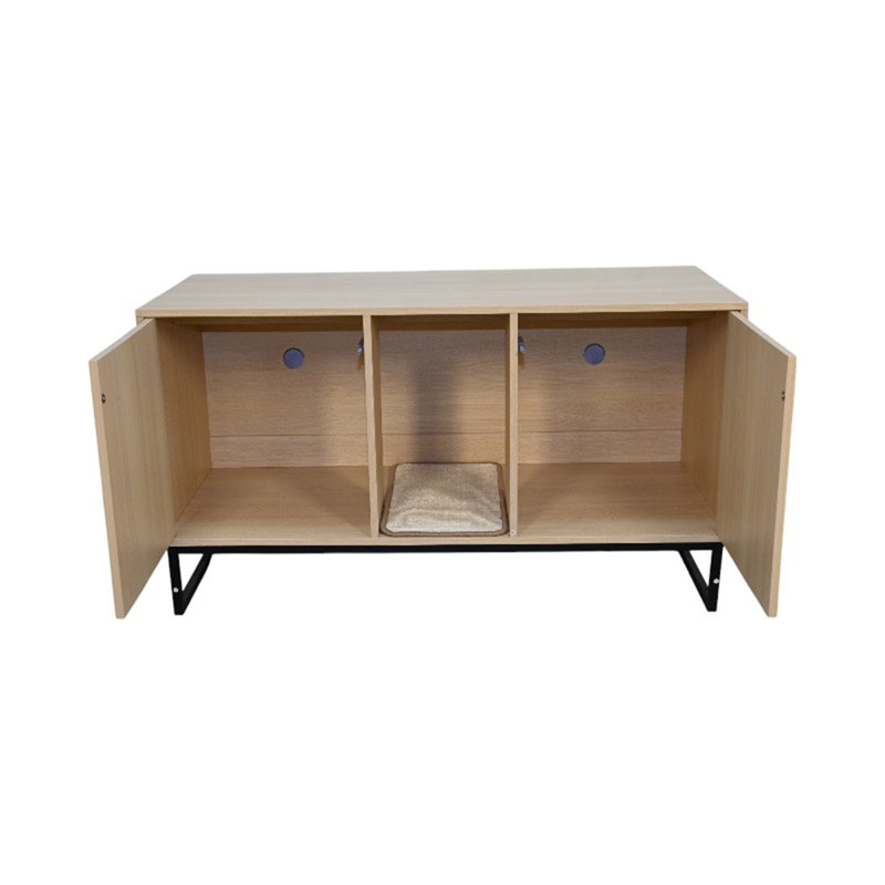 Modern Wooden Cat House with Scratching Mat