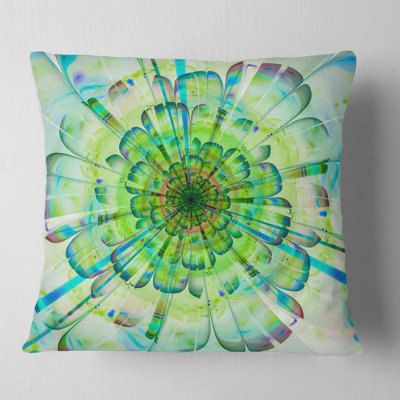 Light Blue Digital Flower Petals Close up - Floral Printed Pillow