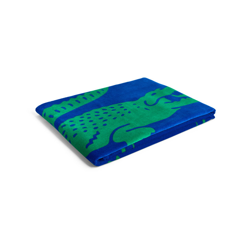 Lacoste Oversized Cotton Beach Towel 36x72, Frame Croc Blue