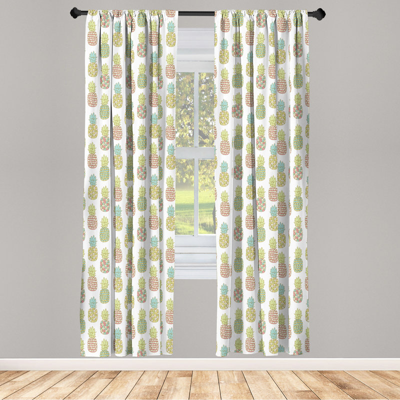 Pineapple Semi-Sheer Rod Pocket Curtain Panels, 28" W x 63" L